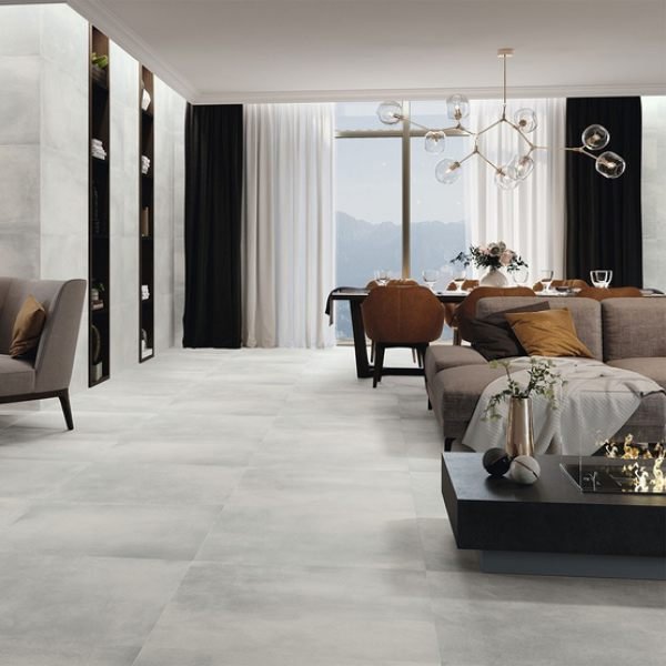 Baltimore Lappato Light Grey Stone Effect Rectified Porcelain Floor Tile   600mm x 600mm 