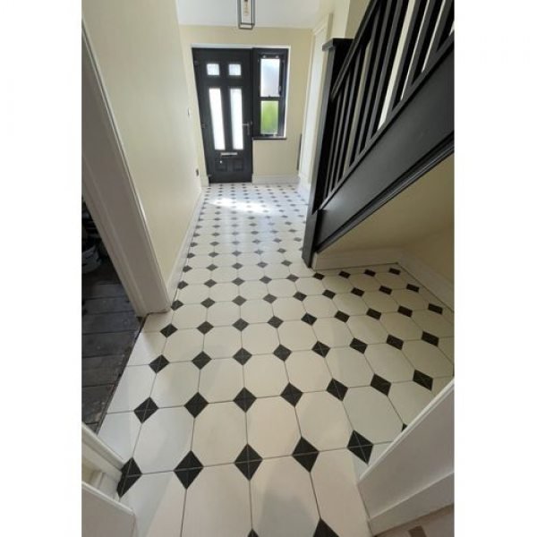 Victorian Black & White Octagonal Floor Tile Kitchen Floor Tiles